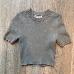 Zara Tan Ribbed Knit Sweater